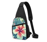 HEBSDFG Law of the Compass Sac à dos à bandoulière unisexe avec imprimé navigation pour voyage, sports de plein air, randonnée, cyclisme, école, Fleur hawaïenne., Taille unique, Sac à dos de