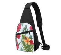 HEBSDFG Law of the Compass Sac à dos à bandoulière unisexe avec imprimé navigation pour voyage, sports de plein air, randonnée, cyclisme, école, Fleurs tropicales hawaïennes, Taille unique, Sac à dos