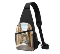 HEBSDFG Law of the Compass Sac à dos à bandoulière unisexe avec imprimé navigation pour voyage, sports de plein air, randonnée, cyclisme, école, Italian Street, Taille unique, Sac à dos de