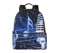 HEBSDFG Moose Mountain Pine Tree Wilderness Prints Cartable Sac à dos pour ordinateur portable élégant et léger Sac à dos de voyage pour enfants, étudiants, garçons et filles, Microphone avec notes de