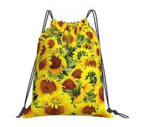 HEBSDFG Moose Mountain Pine Tree Wilderness Sac à dos de sport léger et réutilisable avec cordon de serrage pour femme, Beaucoup de tournesols, One Size, Sac à dos de voyage