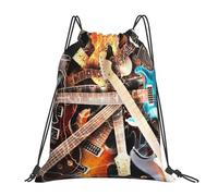 HEBSDFG Moose Mountain Pine Tree Wilderness Sac à dos de sport léger et réutilisable avec cordon de serrage pour femme, Magic Electric Guitar Music, One Size, Sac à dos de voyage