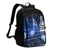 HEBSDFG Moose Mountain Sac à dos de voyage pour ordinateur portable de 13 à 40,6 cm Motif arbre sauvage Pour l'école, la randonnée, le travail en plein air, Microphone avec notes de musique, One Size
