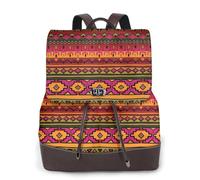 HEBSDFG Moose Mountain Sac à dos pour femme en cuir PU imprimé pin arbre sauvage sac à dos pour ordinateur portable pour l'école, les voyages, le travail, Art folk mexicain bohème, One Size, Sac à dos