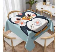 HEBSDFG Nappe carrée imprimée I Love Penguins 152 x 152 cm réutilisable en tissu pour salle à manger, buffet, camping, fête, pique-nique en plein air