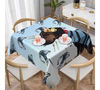 HEBSDFG Nappe carrée imprimée teckel parisien 137 x 137 cm réutilisable en tissu pour salle à manger, buffet, camping, fête, pique-nique en plein air