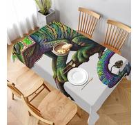 HEBSDFG Nappe rectangulaire imprimée caméléon avec impression musicale - 152 x 228 cm - Réutilisable - Pour salle à manger, buffet, camping, fête, pique-nique en plein air
