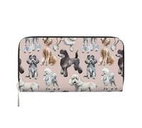 HEBSDFG Paris Street Tour Eiffel Portefeuille long en cuir synthétique avec porte-cartes et fermeture éclair pour homme et femme Rose, Oodles of Caniches., One Size, Moderne