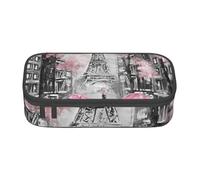 HEBSDFG Petoskey Grande trousse à crayons avec motif de pierre - Joli compartiment - Organiseur de bureau - Pour l'école, le bureau, le maquillage, les voyages, Paris Street Tour Eiffel Rose Floral