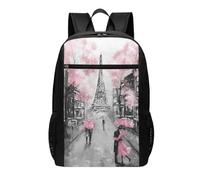 HEBSDFG Petoskey Sac à dos de voyage pour ordinateur portable avec poches antivol, pour l'école, le travail et l'extérieur, Paris Street Tour Eiffel Rose Floral, One Size, Sac à dos de voyage