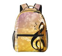 HEBSDFG Planet Prints Cartable Sac à dos léger pour ordinateur portable Sac à dos décontracté Sac à dos de voyage pour étudiants, garçons et filles, Notes de musique pour piano et violon, One Size