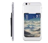 HEBSDFG Porte-cartes de téléphone imprimé fleurs de lotus, adhésif 3M pour iPhone et Android, Paysage avec montagnes et nuages, Taille unique, Décontracté