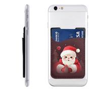 HEBSDFG Porte-cartes de téléphone imprimé fleurs printanières fantaisie, portefeuille adhésif 3M pour iPhone et Android, Joli Père Noël., Taille unique, Décontracté