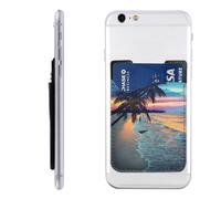 HEBSDFG Porte-cartes de téléphone imprimé ours polaire mignon, adhésif à coller sur le portefeuille de téléphone pour iPhone et Android, Coco Beach Sunset Hamac, One Size, Décontracté
