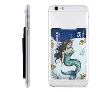 HEBSDFG Porte-cartes de téléphone imprimé raton laveur mignon, adhésif 3M pour iPhone et Android, Belle sirène colorée., Taille unique, Décontracté