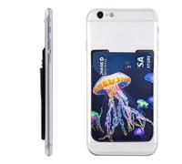 HEBSDFG Porte-cartes de téléphone imprimé raton laveur mignon, adhésif 3M pour iPhone et Android, Méduse colorée., Taille unique, Décontracté