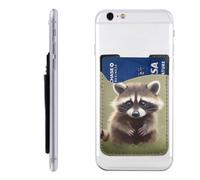 HEBSDFG Porte-cartes de téléphone imprimé raton laveur mignon, adhésif 3M pour iPhone et Android, Raton laveur mignon, Taille unique, Décontracté