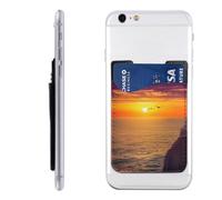 HEBSDFG Portefeuille avec porte-cartes de téléphone imprimé marbre noir, adhésif 3M pour iPhone et Android, Beau coucher de soleil et mer, Taille unique, Décontracté