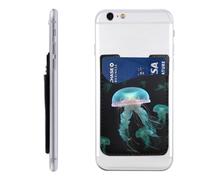 HEBSDFG Portefeuille avec porte-cartes de téléphone imprimé marbre noir, adhésif 3M pour iPhone et Android, Jolie méduse, Taille unique, Décontracté