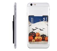 HEBSDFG Portefeuille avec porte-cartes de téléphone imprimé papillon, adhésif 3M pour iPhone et Android, Halloween lumineux, Taille unique, Décontracté