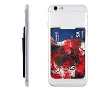 HEBSDFG Portefeuille imprimé requins pour téléphone portable, adhésif 3M pour iPhone et Android, Rouge/noir/blanc., Taille unique, Décontracté