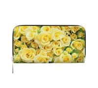 HEBSDFG Portefeuille long en cuir synthétique imprimé de chien avec porte-cartes et fermeture éclair pour homme et femme, Rose jaune., One Size, Moderne