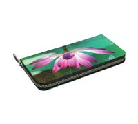 HEBSDFG Portefeuille long en cuir synthétique imprimé hortensia rose rose pour homme et femme avec porte-cartes et fermeture éclair, Lotus et libellule., Taille unique, Décontracté