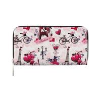 HEBSDFG Portefeuille long en cuir synthétique imprimé ours polaire mignon pour homme et femme avec porte-cartes et fermeture éclair, Paysage urbain Paris Tour Eiffel France, One Size, Moderne