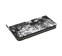 HEBSDFG Portefeuille long imprimé bouquet de jonquilles pour homme et femme en cuir synthétique avec porte-cartes et fermeture éclair, Fleurs noires et blanches., Taille unique, Décontracté