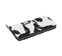 HEBSDFG Portefeuille long imprimé bouquet de jonquilles pour homme et femme en cuir synthétique avec porte-cartes et fermeture éclair, Motif vache noire et blanche, Taille unique, Décontracté