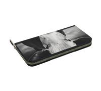 HEBSDFG Portefeuille long imprimé bouquet de jonquilles pour homme et femme en cuir synthétique avec porte-cartes et fermeture éclair, Vache noire et blanche, Taille unique, Décontracté