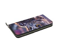 HEBSDFG Portefeuille long imprimé citations inspirantes pour homme et femme en cuir synthétique avec porte-cartes et fermeture éclair, Hibou amusant en plein air, Taille unique, Décontracté