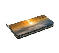 HEBSDFG Portefeuille long imprimé coucher de soleil pour homme et femme en cuir synthétique avec porte-cartes et fermeture éclair, Sunrise Horizon, Taille unique, Décontracté
