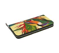 HEBSDFG Portefeuille long imprimé oiseau de paradis tropical pour homme et femme en cuir synthétique avec porte-cartes et fermeture éclair, Oiseau du Paradis tropical, Taille unique, Décontracté