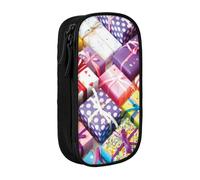 HEBSDFG Pretty Present Trousse à crayons haute capacité avec emplacements pour stylos et pochettes pour l'école, les voyages, le maquillage Noir, Noir , One Size, Cartable