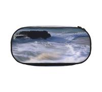 HEBSDFG Puerto Rico Trousse à crayons avec emplacements pour stylos Motif plage, Noir , Taille unique, Cartable