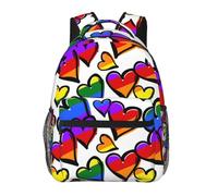 HEBSDFG Red Line - Sac à dos léger pour ordinateur portable - Imprimé drapeau américain - Pour étudiants, garçons et filles, Cœurs Gay Pride aux couleurs de l'arc-en-ciel, One Size, Sac à dos daypack