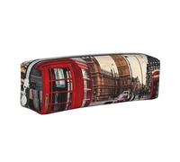 HEBSDFG Red Phone Booth London Street Prints Trousse à crayons en cuir et pochette à cosmétiques, organiseur minimaliste à fermeture éclair pour l'école, le bureau, les voyages, blanc, Taille unique,