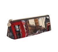 HEBSDFG Red Phone Booth London Street Prints Trousse à crayons et trousse à cosmétiques en cuir PVC avec fermeture éclair pour l'école, le bureau, les voyages Cadeau élégant, blanc, Taille unique,