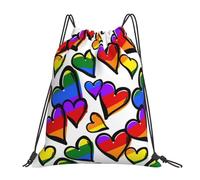 HEBSDFG Red Rose Sac à dos de sport léger et réutilisable avec cordon de serrage pour femme, Cœurs Gay Pride aux couleurs de l'arc-en-ciel, One Size, Sac à dos de voyage