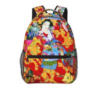 HEBSDFG Romantique Paris Tour Eiffel Bycicle Imprimés Cartable Cartable Sac à dos léger pour ordinateur portable Sac à dos décontracté Sac à dos de voyage pour étudiants garçons filles, Geisha