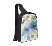HEBSDFG Sac à bandoulière à motif feuilles tropicales résistant à l'eau Sac de poitrine à fermeture éclair pour l'école, les voyages et le travail, Style aquarelle avec feuilles florales, One Size
