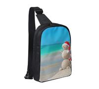 HEBSDFG Sac à bandoulière à motif feuilles tropicales résistant à l'eau Sac de poitrine à fermeture éclair pour l'école, les voyages et le travail, Bonhomme de neige coquillages plage de sable, One