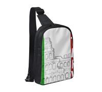 HEBSDFG Sac à bandoulière à motif pailleté argenté brillant résistant à l'eau, sac de poitrine à fermeture éclair pour l'école, les voyages et le travail, Drapeau du Colisée romaine italien., One Size