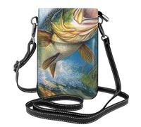 HEBSDFG Sac à bandoulière en cuir PU avec imprimé marbre noir et blanc pour homme et femme avec bandoulière réglable, Bass Fishing Wave, Taille unique