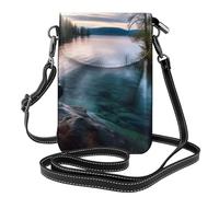 HEBSDFG Sac à bandoulière en cuir PU avec imprimé marbre noir pour homme et femme avec bandoulière réglable, Magnifique lac., Taille unique