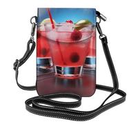 HEBSDFG Sac à bandoulière en cuir PU avec imprimé papillons bleu foncé pour homme et femme avec bandoulière réglable, Tasse à cocktail, Taille unique