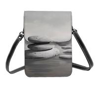 HEBSDFG Sac à bandoulière en cuir PU imprimé astronaute galaxie Trippy pour homme et femme avec sangles réglables, Tableau Zen Pierres Gris, Taille unique