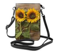 HEBSDFG Sac à bandoulière en cuir PU imprimé poulet jaune pour homme et femme avec bandoulière réglable, Trois tournesols sur bois., Taille unique