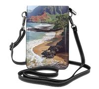 HEBSDFG Sac à bandoulière en cuir synthétique avec imprimé peinture aurores boréales pour homme et femme avec bandoulière réglable, Kauai Hawaii Seashore, Taille unique